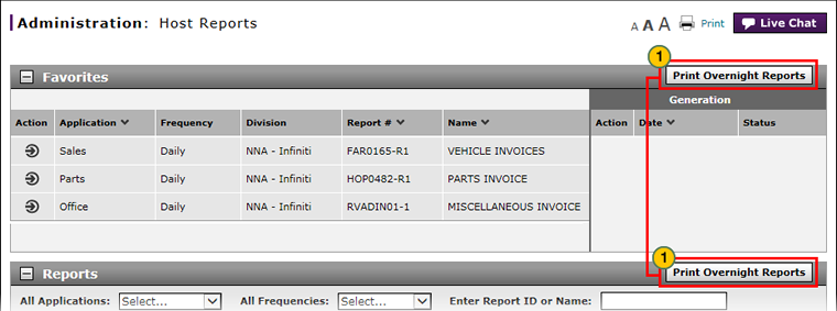 Print overnight Host reports.